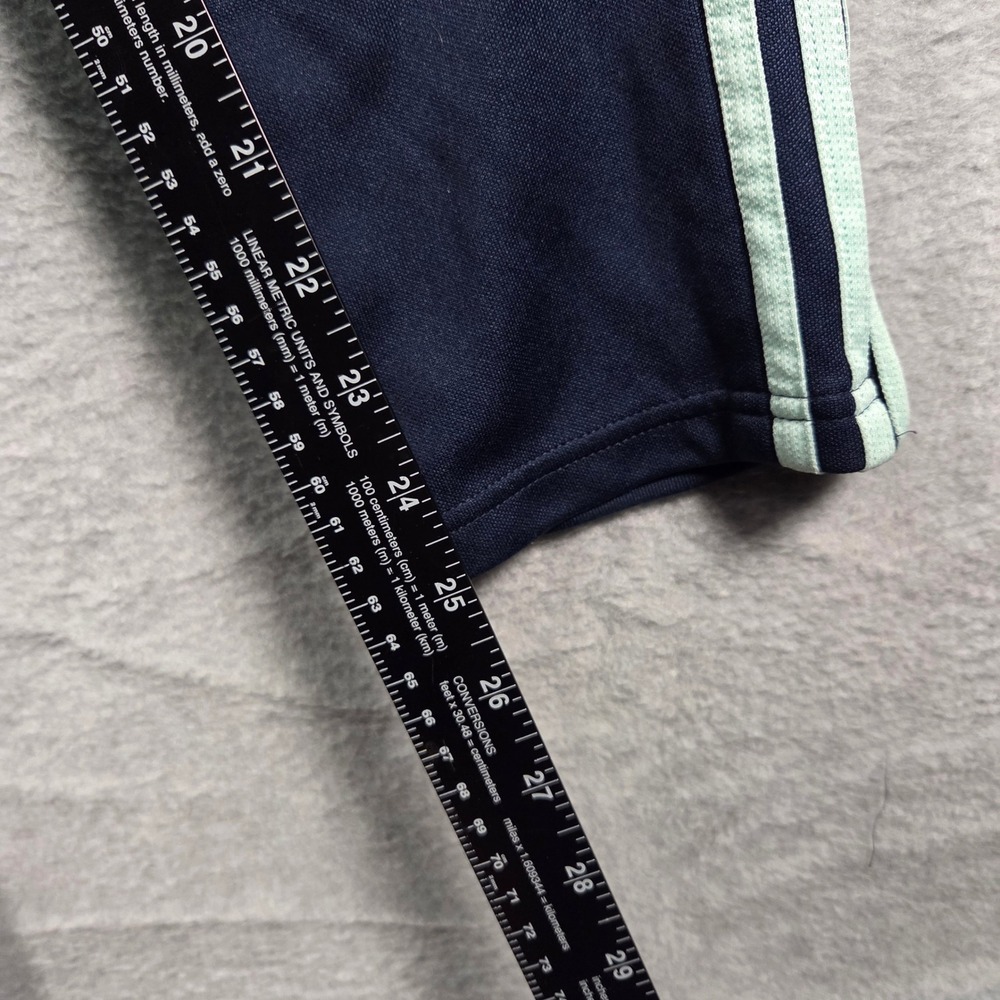 Adidas Track Pants Men Large Navy Blue Light Green Three Stripe Athletic Tapered - Picture 7 of 9